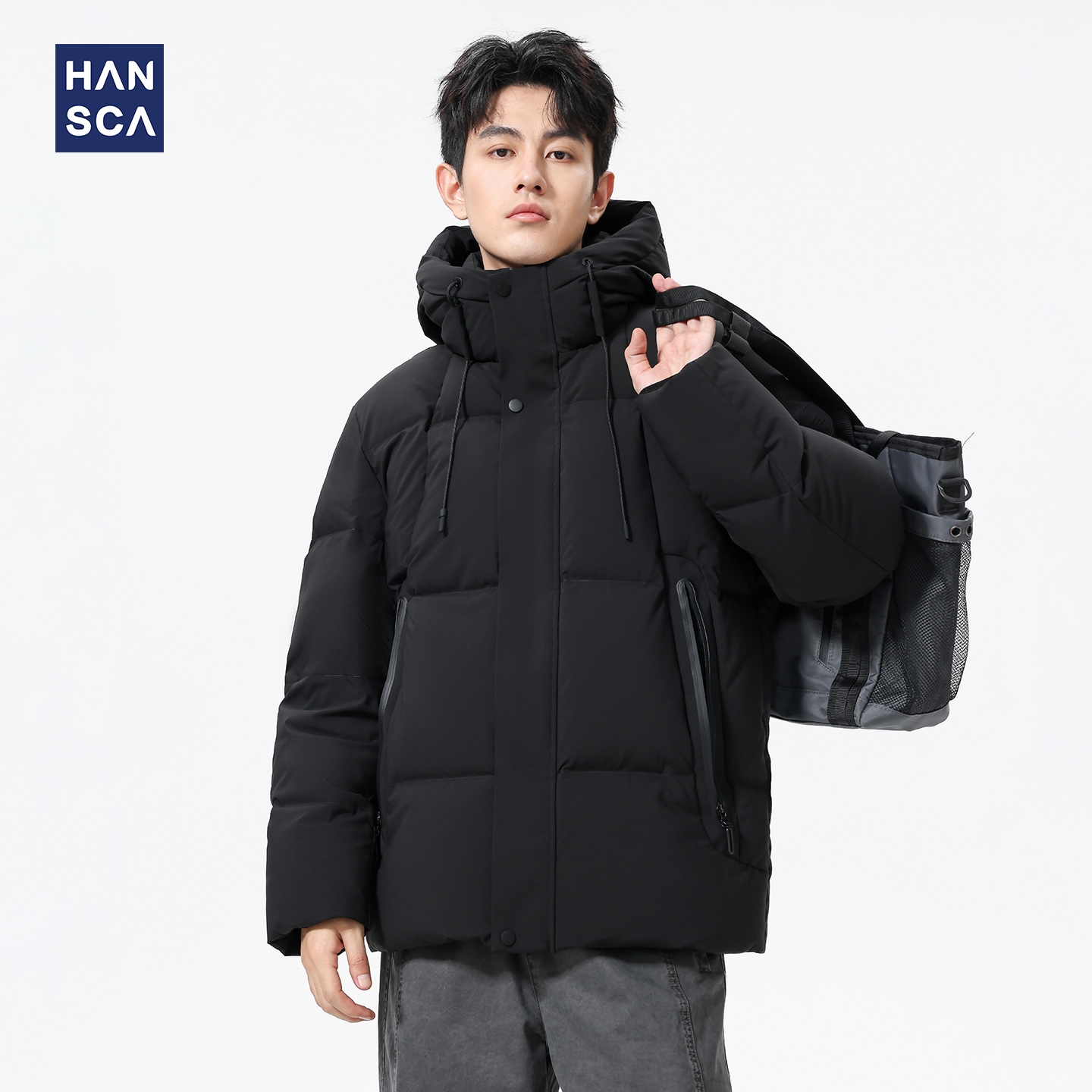 hansca加厚保暖高充绒量羽绒服男