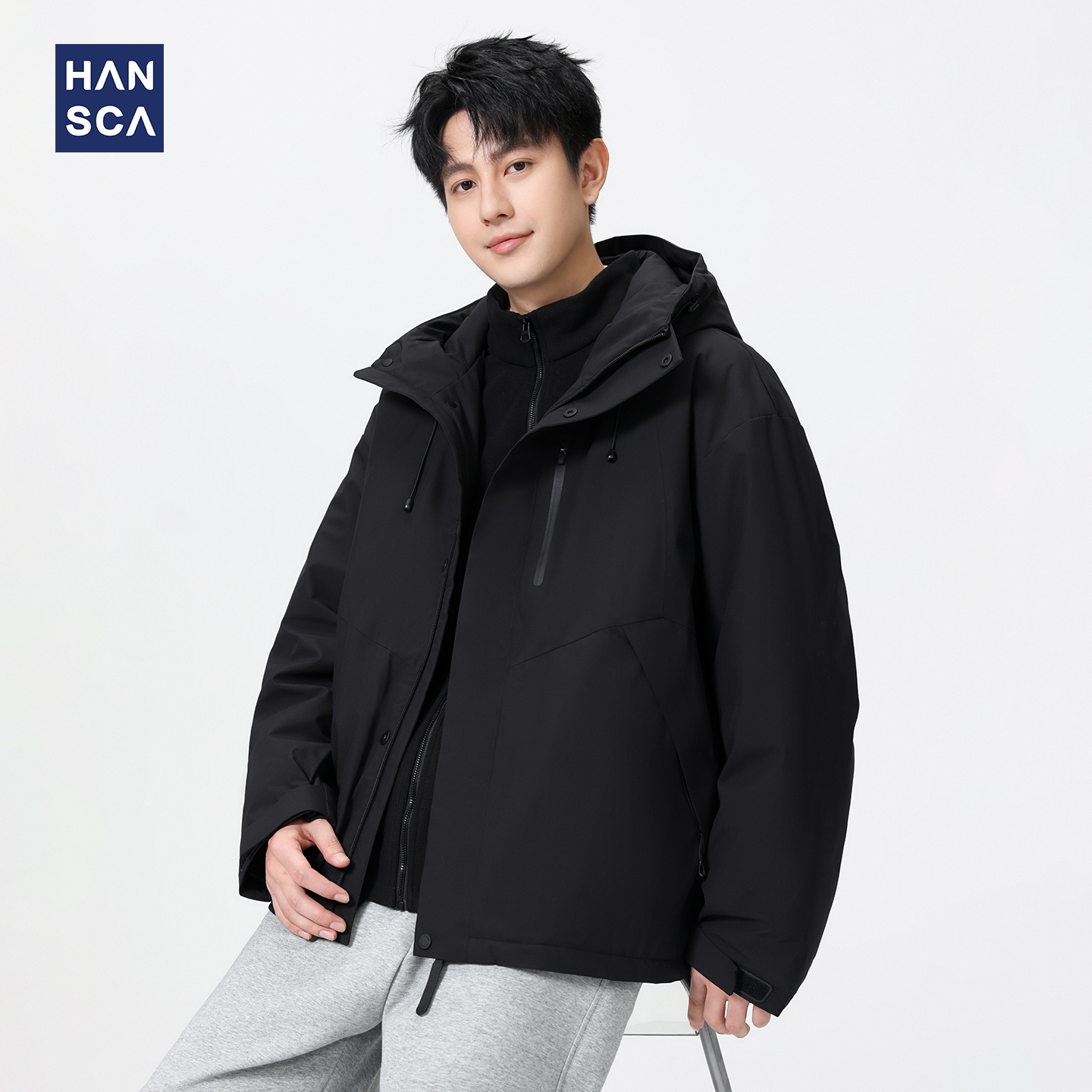 hansca三合一可拆卸内胆羽绒外套