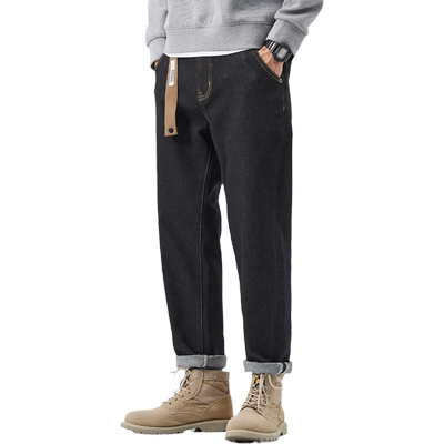 hansca牛仔裤男春秋季直筒长裤子