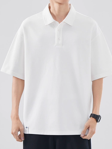 Летняя черная футболка polo для отдыха, короткий рукав, в американском стиле, свободный крой