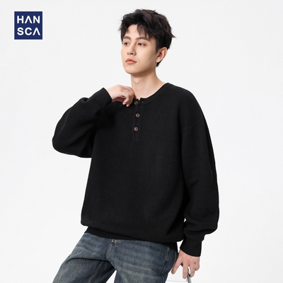 重磅600g色纺纤绒纱黑色毛衣