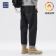 黑色直筒宽松加厚保暖复古潮流休闲长裤 hansca加绒牛仔裤 男冬季 子