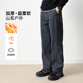 长裤 hansca户外高密防风直筒休闲裤 男290g重磅山系拼接加绒工装 子