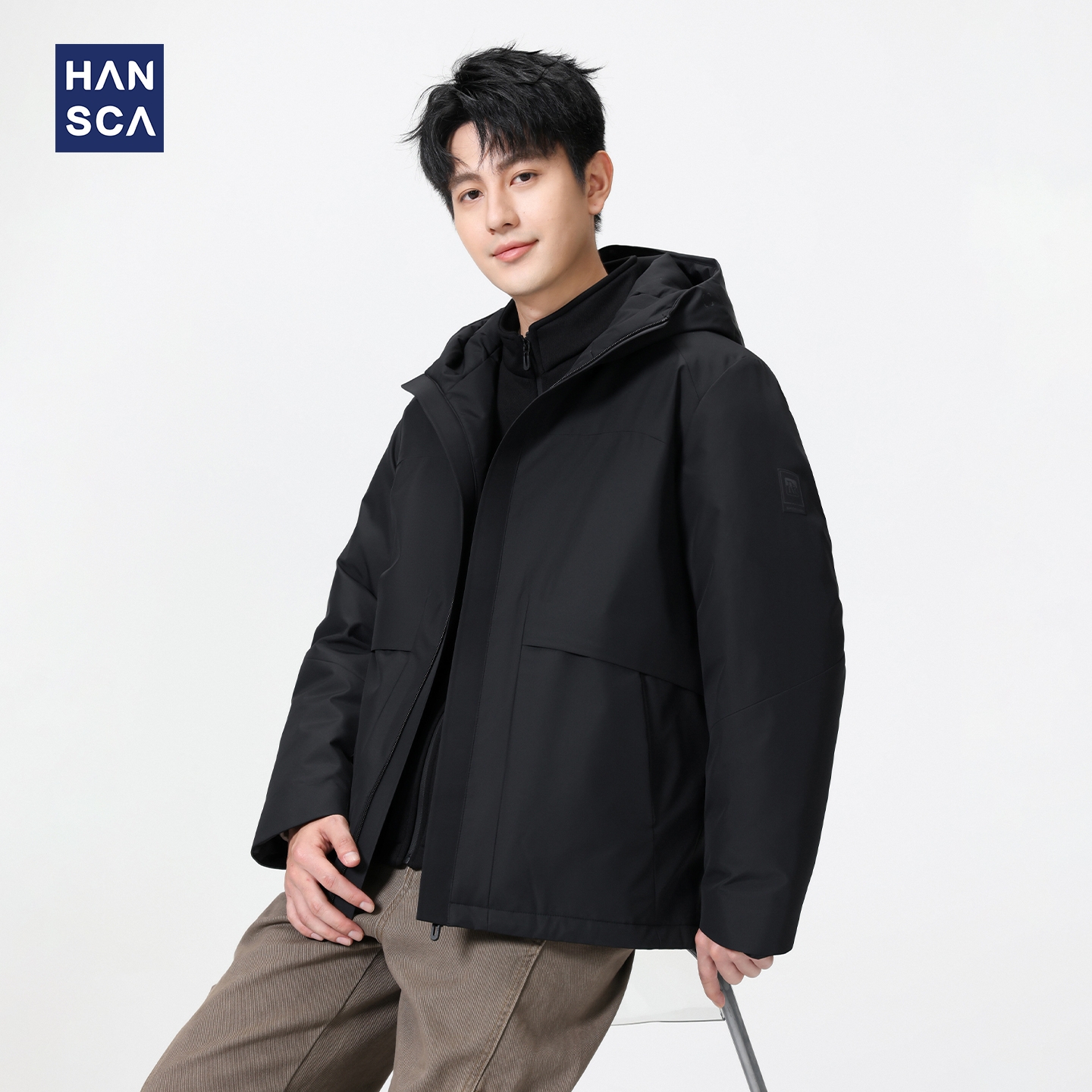 hansca户外防风保暖可拆卸羽绒服