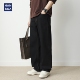 男潮牌高端潮牌痞帅宽松直筒垂感长裤 hansca黑色牛仔裤 男2025新款
