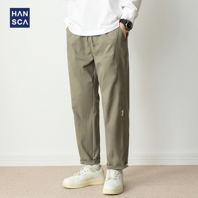 hansca宽松直筒抽绳秋季休闲裤男