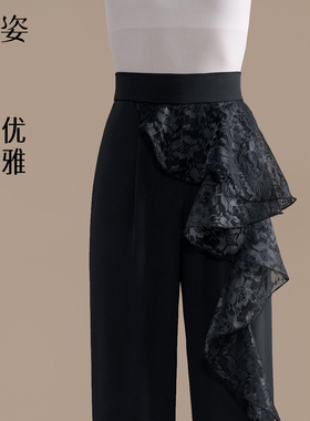 扉姿 高端新款专业摩登舞拉丁舞女裤交谊舞服国标舞高腰裤子F2185