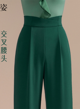 扉姿 摩登舞蹈裤女成人专业国标舞高腰直筒裤拉丁舞练功裤子F2146