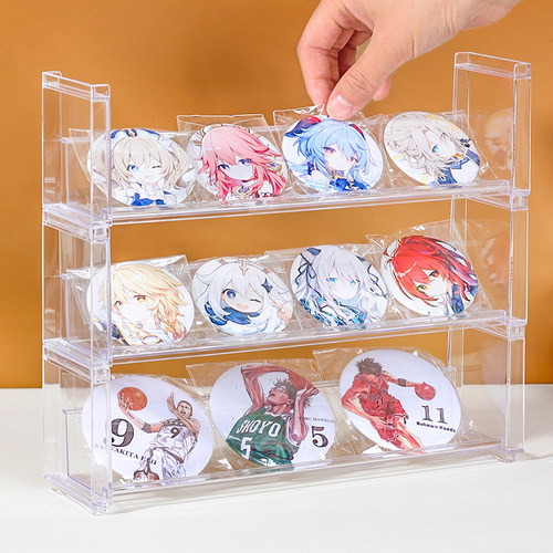 日本进口吧唧收纳盒神器陈列透明手帐周边徽章胸针整理储物展示架