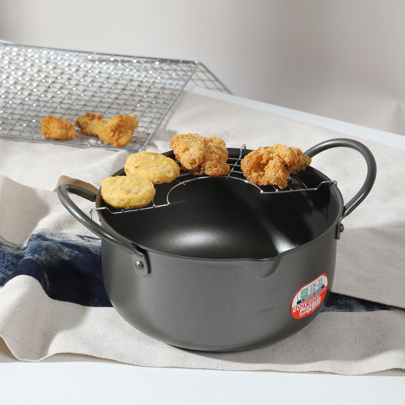 日本进口天妇罗油炸锅防溅油专用油炸小锅电磁炉燃气不粘锅耐高温,厨房/烹饪用具,油炸锅,淘宝优惠券,粉丝福利购,淘宝优惠卷