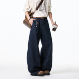 抖音品质2026春季新款丹宁弯刀阔腿牛仔裤HM113/P55控88，男装牛仔裤，电商A036