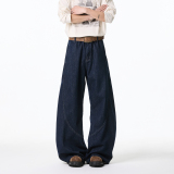 抖音品质2026春季新款丹宁弯刀阔腿牛仔裤HM113/P55控88，男装牛仔裤，电商A036