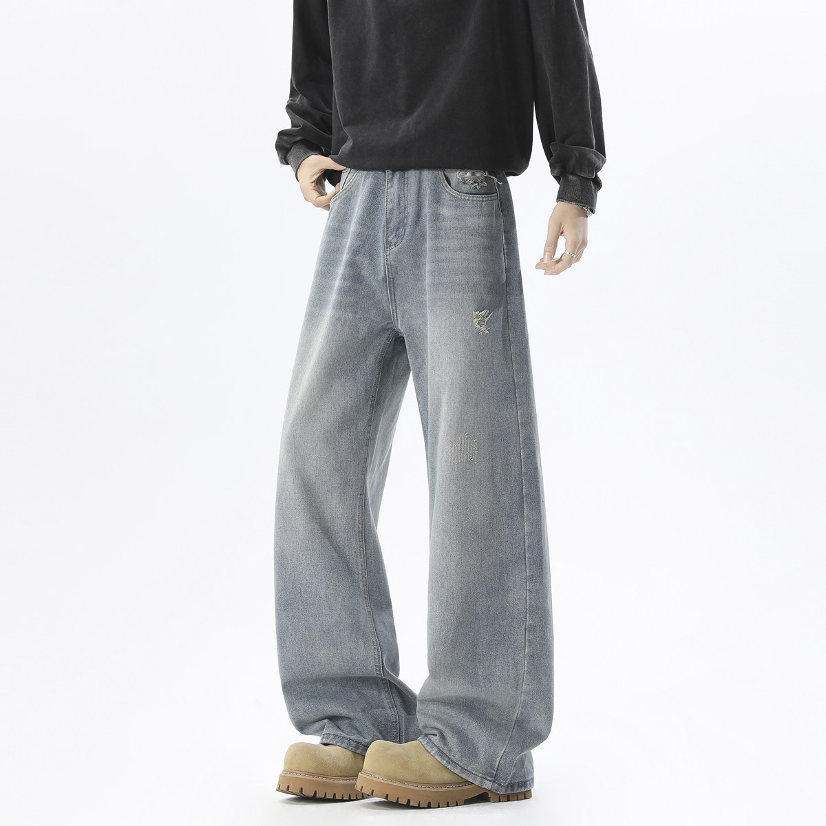 抖音品质2026破洞牛仔裤HM108/P50控88，男装牛仔裤，电商A036