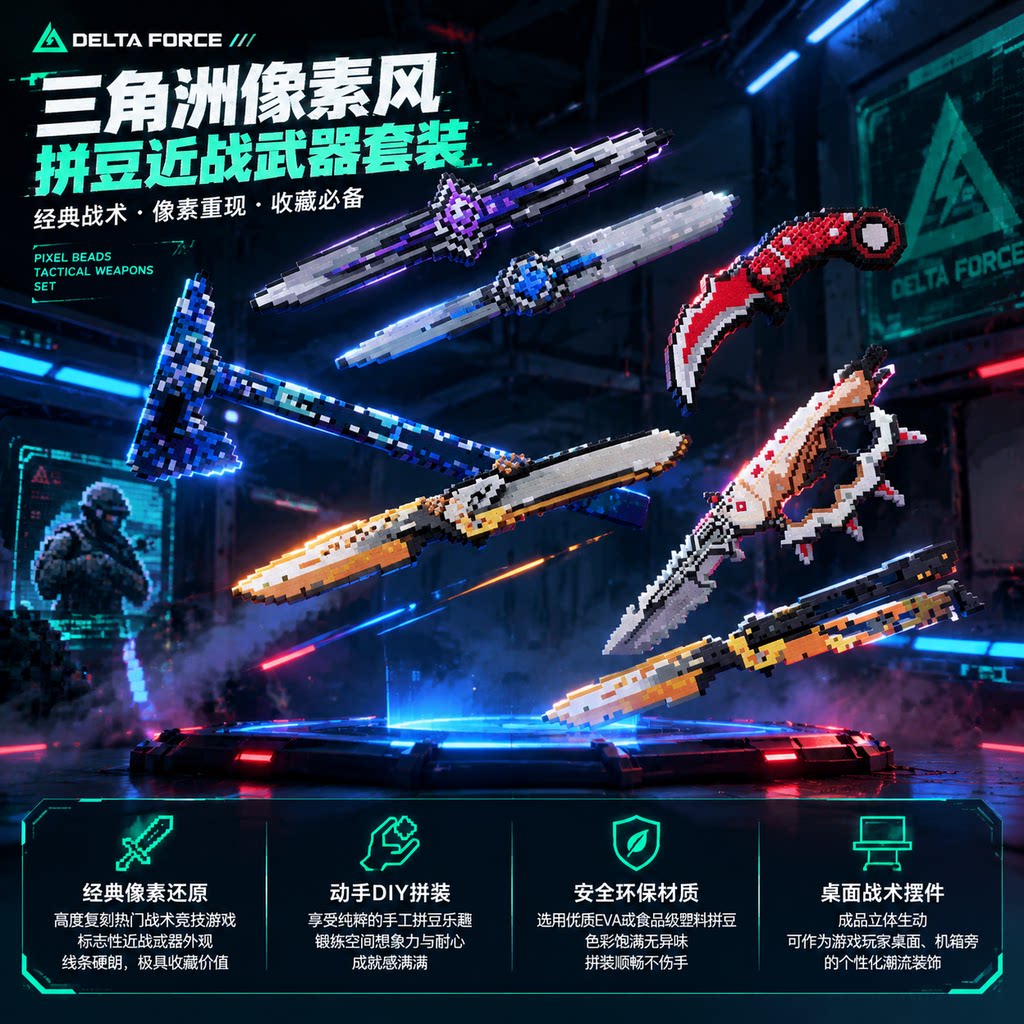 三角洲行动周边刀皮拼豆手工diy材料包套装全套工具男孩创意玩具