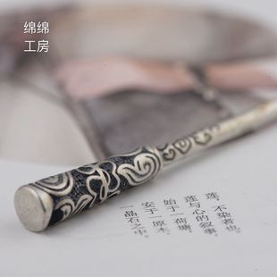 发簪子复古风格 如意金箍棒发簪 女款 S925纯银发饰 新品 泰银工艺