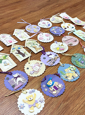 Gift-Tages外贸礼物吊牌手工制作3D礼物标签礼物包装装饰饰礼物