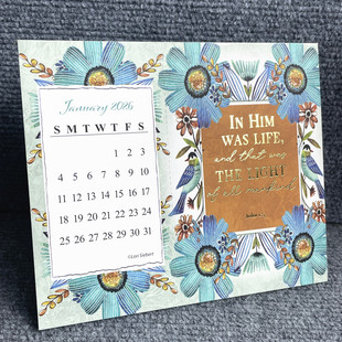 2026 POSTCARD DESK CALENDAR 明信片桌面日历烫金工艺17.5*15CM