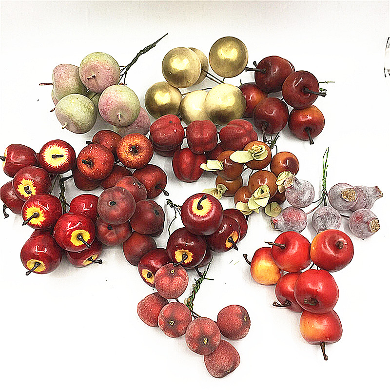 DIY圣诞多色圆果苹果插花