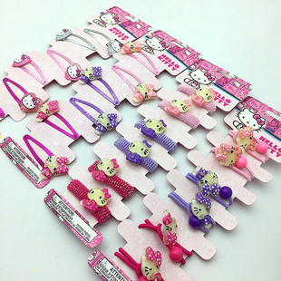 儿童头饰发饰发夹边夹卡通KT宝宝橡皮筋头绳头花女孩扎辫子发绳