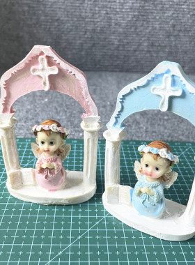 外单树脂玄关小摆件室内桌面装饰可爱娃娃一对