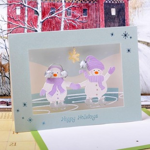 Christmas card圣诞祝福贺卡手工对折卡做工精美配有信封圣诞卡