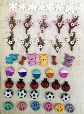 Scrapbook 原单3D立体贴套装 透明禮盒裝 手账相册装饰 多款