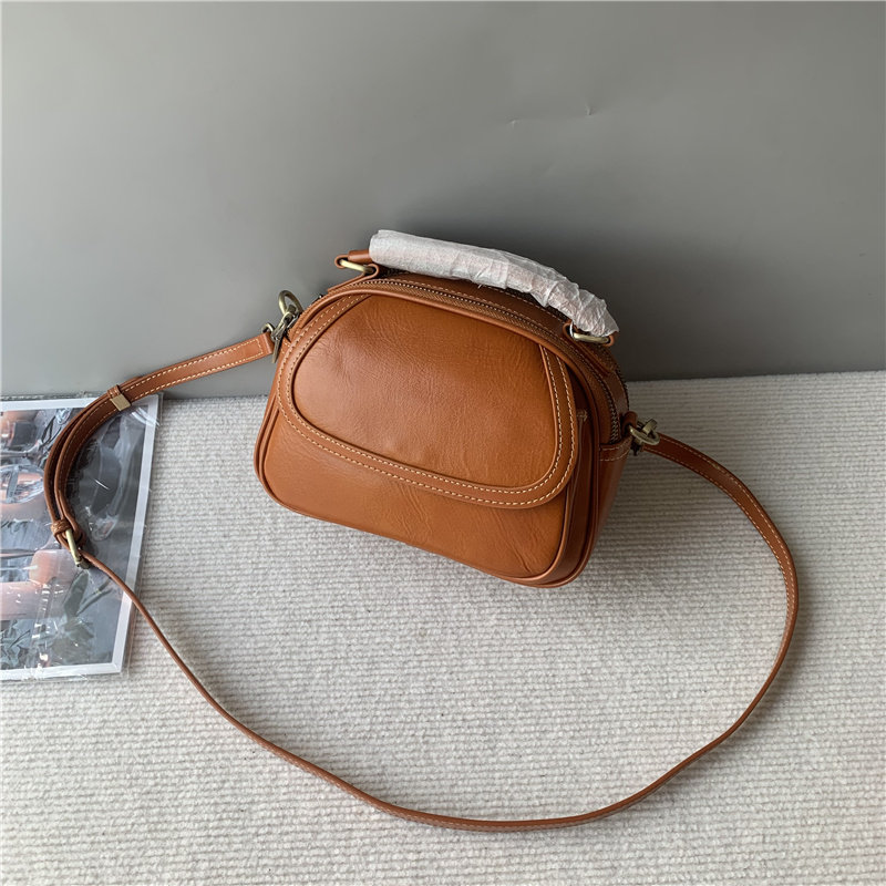 冬季新款时尚经典苹果包头层植鞣牛皮手提单肩斜挎女包大容量