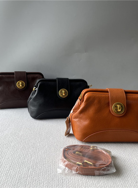 2025夏季新款高品质单肩斜挎女包经典款头层树膏牛皮医生包夹子包