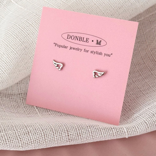 Donble M  S999纯银耳钉 天使小翅膀耳钉 甜美可爱养耳洞足银耳钉