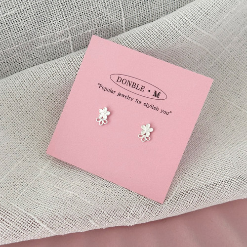 Donble M 《双生花叙》S999足银耳钉 甜美森系小花花拧螺丝耳钉