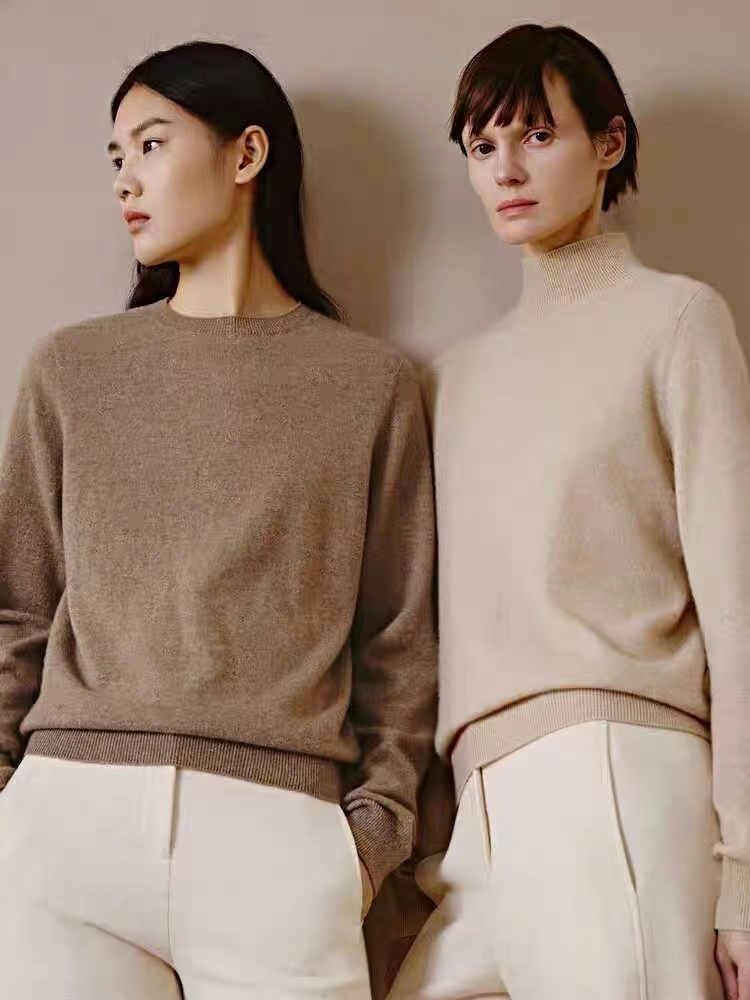 秋季新款粗纺羊绒无缝针织衫