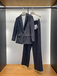 女士秋季 捡漏 新款 毛弹细斜纹宽松长袖 直筒西裤 西装 特价