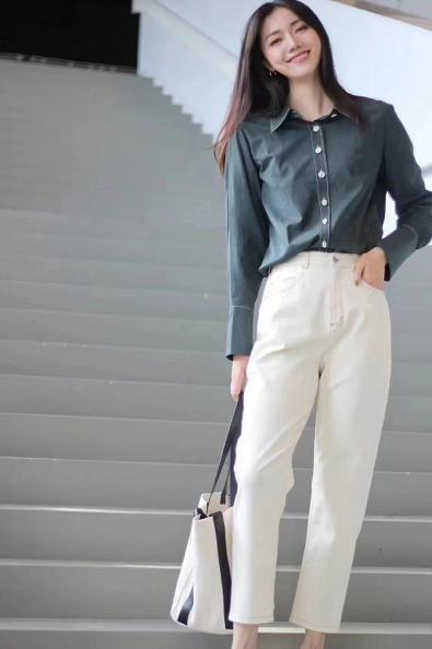 秋冬加绒款宽松廓形直筒裤