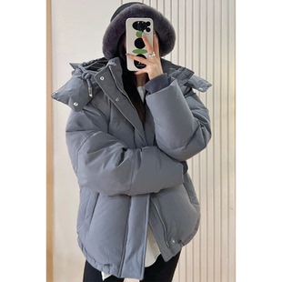 现货 原AMI男女同款 徽标面包连帽羽绒服