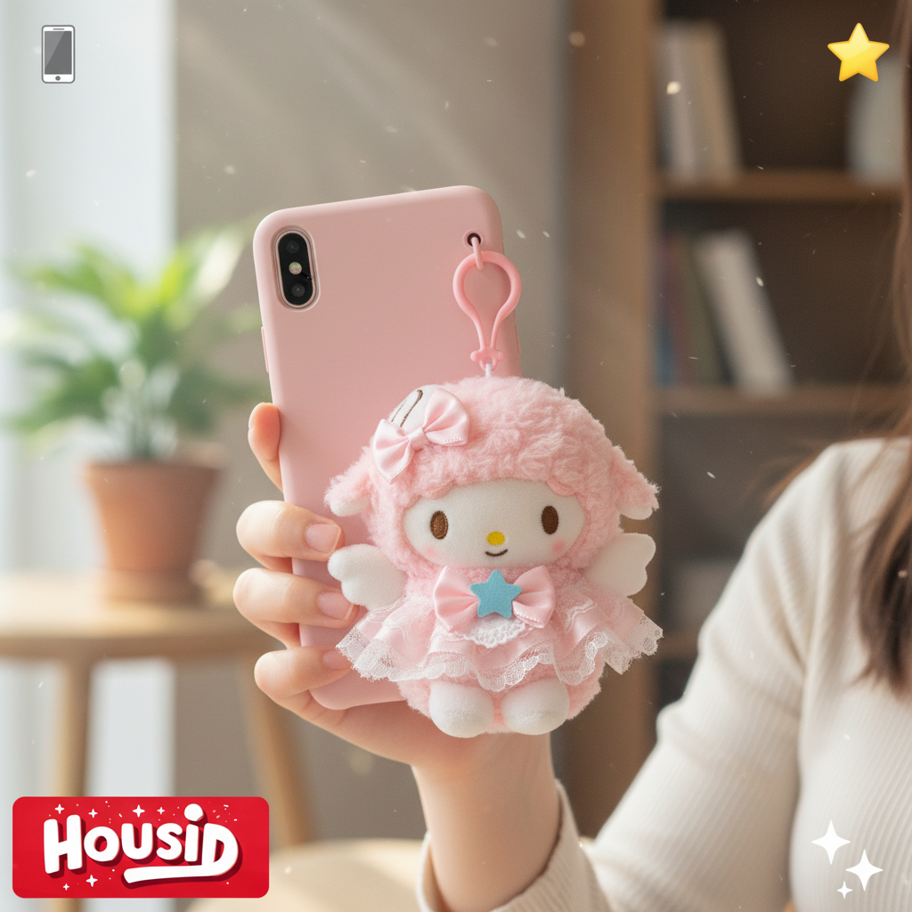 HOUSID日本天使翅膀奶油小羊piano包挂件毛绒公仔玩偶钥匙扣礼物