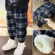 女童男童男宝宝外穿冬季 一条过冬儿童加绒格子裤 子三层加厚夹棉裤