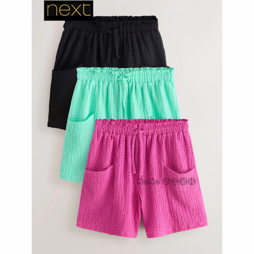 英国Next正品女大童亲子款粉绿黑色短裤休闲三条3-16岁G05-723