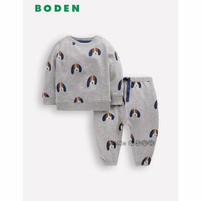 代购英国Baby BODEN婴儿灰色小狗卫衣休闲长裤纯棉套装Y2708
