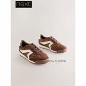 W76 英国Next正品 769 休闲鞋 帆布鞋 代购 大童儿童棕色豹纹德训鞋