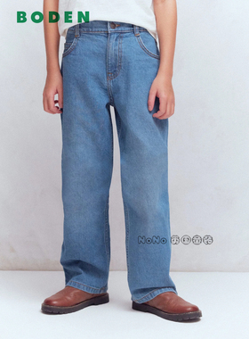 代购英国Mini Boden儿童浅蓝色牛仔裤休闲直筒全棉2-14岁B3174