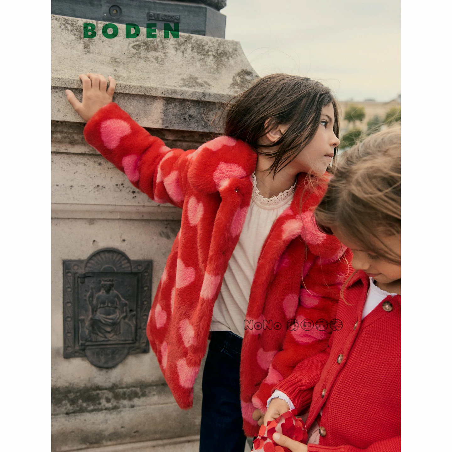 英国Mini BODEN女童新年粉红色爱心外套毛毛棉服加厚2-14岁G5682