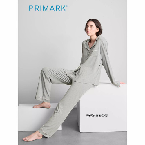 代购英国Primark女款成人大童高级灰色开衫长袖家居服长睡衣裤