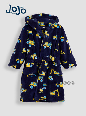 英国JoJo Maman bebe男童工程车柔软毛绒睡袍浴巾长袍浴袍F47-428