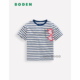 T恤全棉2 英国Mini BODEN女童蓝色条纹爱心眼镜印花短袖 12岁G5920