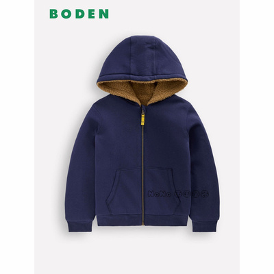 代购英国Mini Boden正品男童藏青色卫衣运动衫纯棉加厚正反两穿