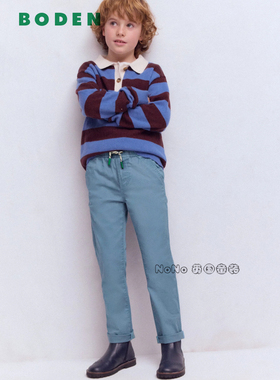 代购英国Mini Boden男童蓝色休闲卡其长裤有弹力2-14岁新款B3211