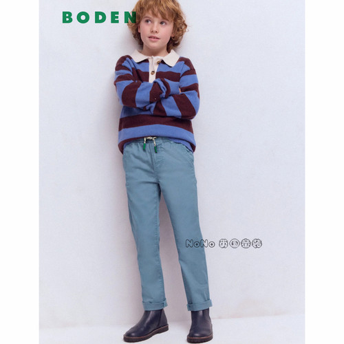 代购英国Mini Boden男童蓝色休闲卡其长裤有弹力2-14岁新款B3211