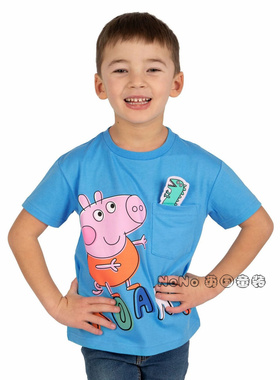 英国Next代购男童蓝色小猪佩奇乔治短袖T恤运动衫纯棉H34-866
