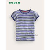 修身 代购 G5259 T恤全棉2 12岁新款 英国Mini BODEN女童蓝色条纹短袖