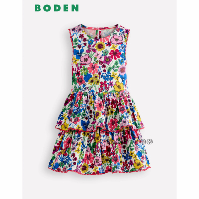 代购英国Mini Boden女童多色花朵刺绣连衣裙全棉2-12岁新款G5921